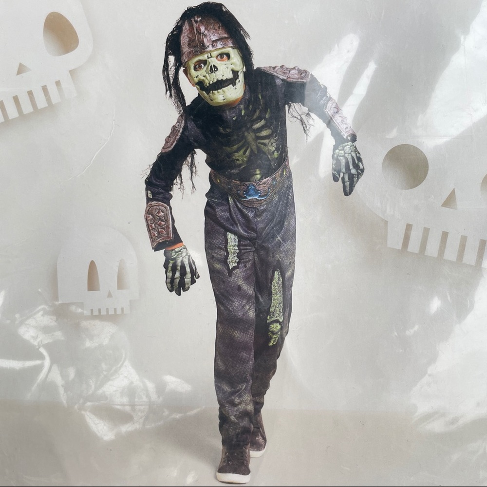 Kids Skeleton Warrior Halloween Costume with Mask and Gloves NWT 4-7 Small - Picture 4 of 10